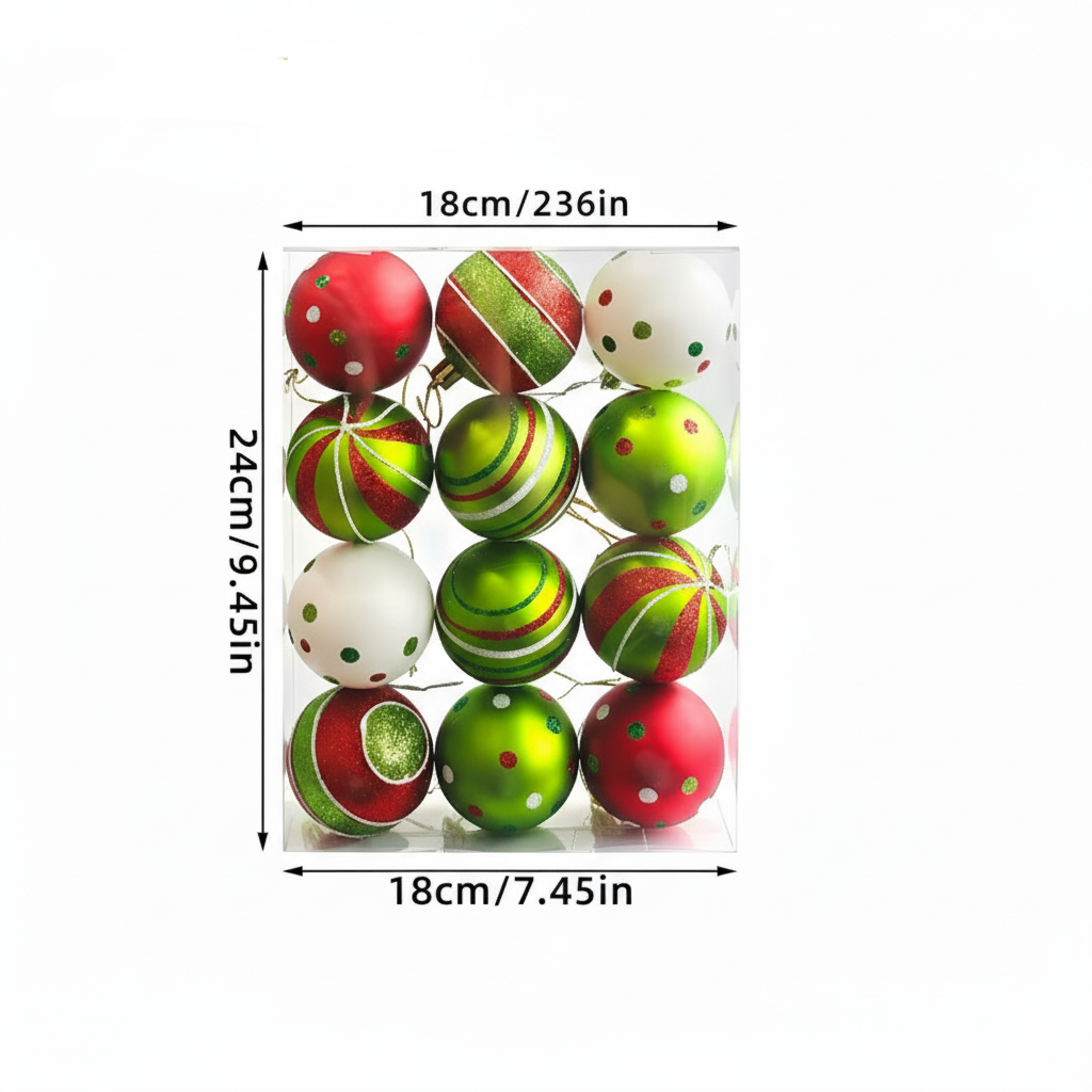 Weihnachtskugeln Set Grün/Rot