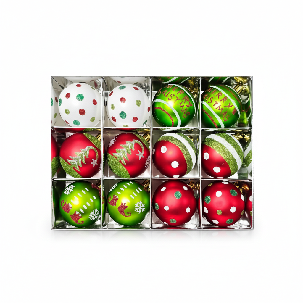 Weihnachtskugeln Set Grün/Rot