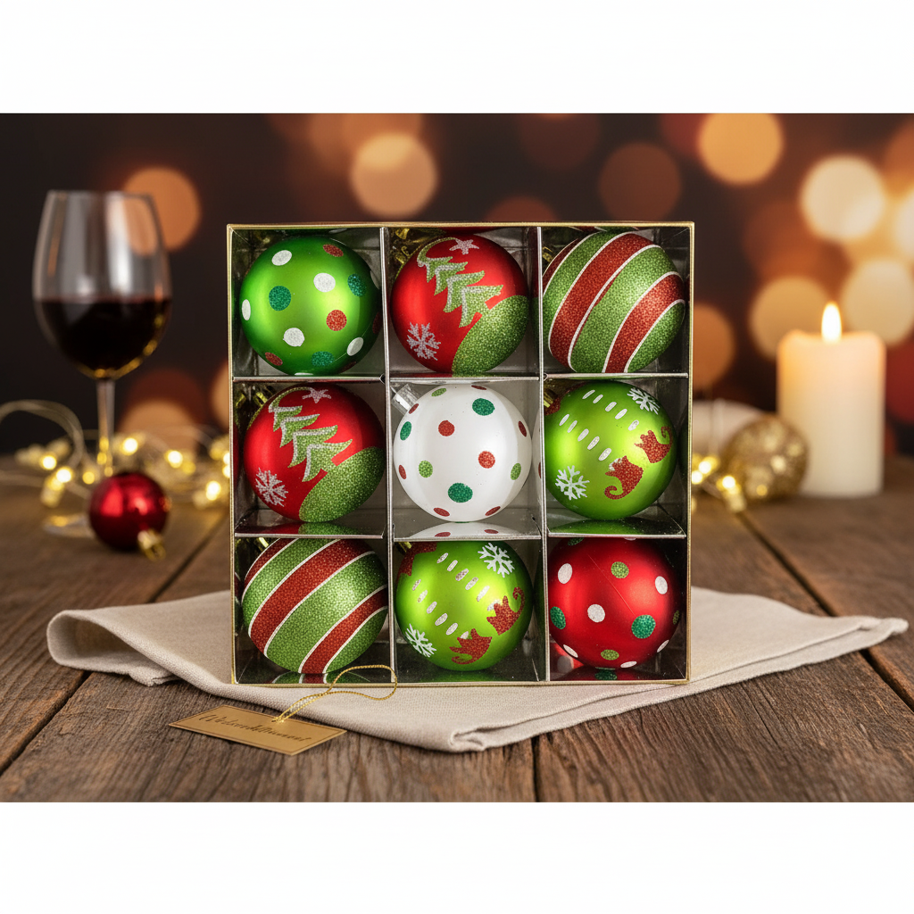 Weihnachtskugeln Set Grün/Rot