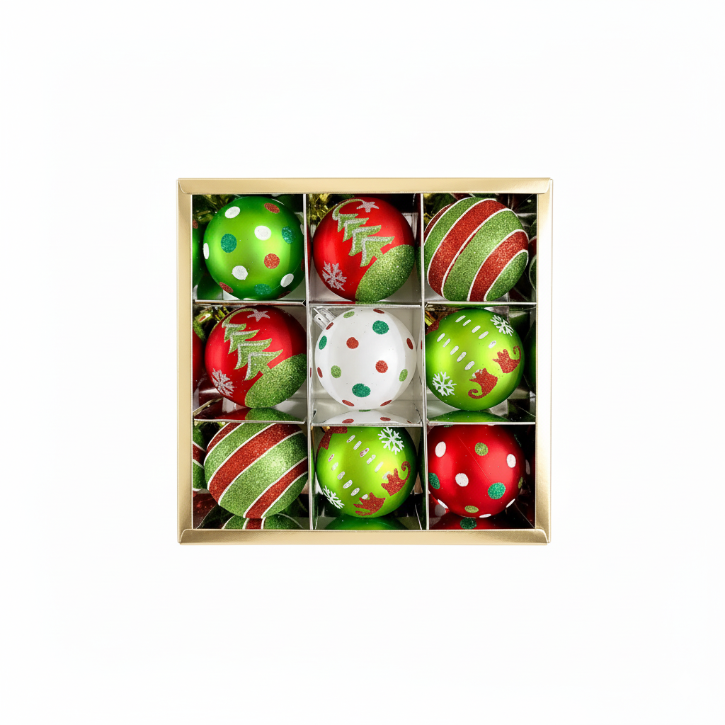 Weihnachtskugeln Set Grün/Rot